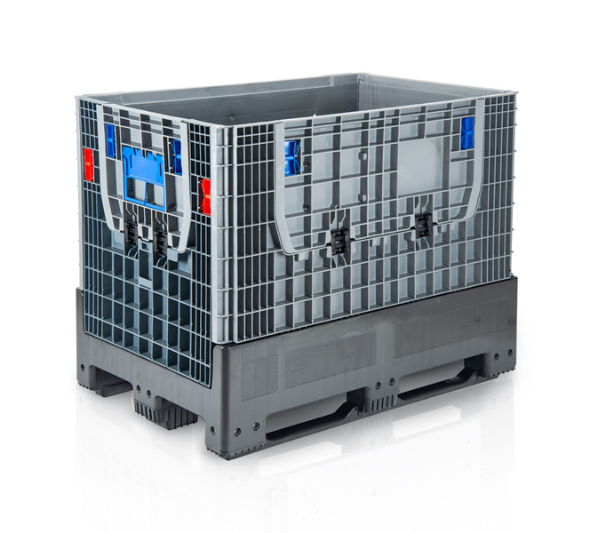 Folding box 120x80x95 with 3 runners - 2 x loading window