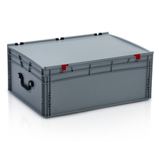 EURO crate 80x60x33,5 with lid - 1 handle on the short side