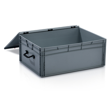 EURO crate 80x60x33,5 with lid - 1 handle on the short side