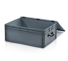 EURO crate 80x60x33,5 with lid - 2 handles on the short side