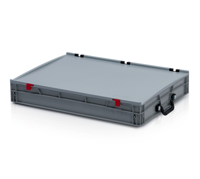 EURO crate 80x60x13,5 with lid - 1 handle on the short side