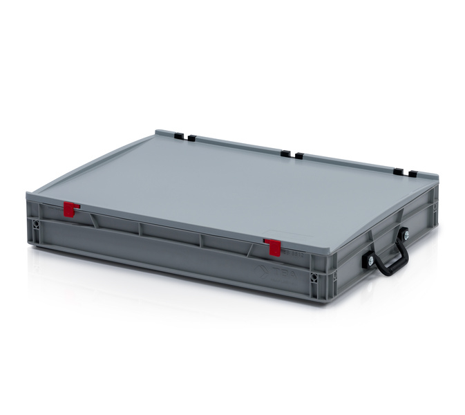 EURO crate 80x60x13,5 with lid - 2 handles on the short side