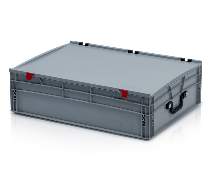 EURO crate 80x60x22 with lid - 1 handle on the short side