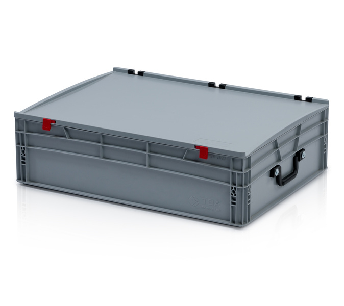 EURO crate 80x60x23,5 with lid - 2 handles on the short side