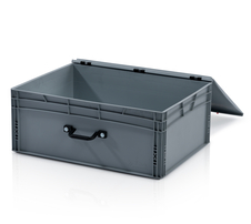EURO crate 80x60x33,5 with lid - 1 handle on the long side
