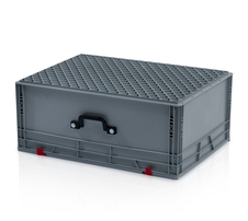 EURO crate 80x60x33,5 with lid - 1 handle on the long side