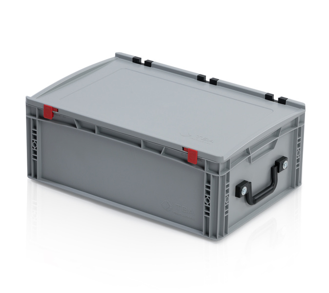 EURO crate  60x40x23,5 with lid - 2 handles on the short side