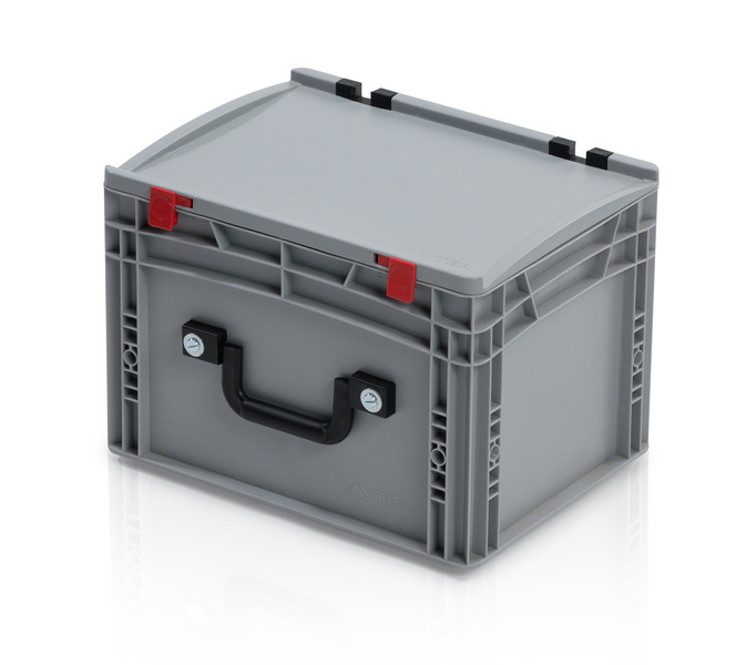 EURO crate  40x30x28,5 with lid - 1 handle on the long side