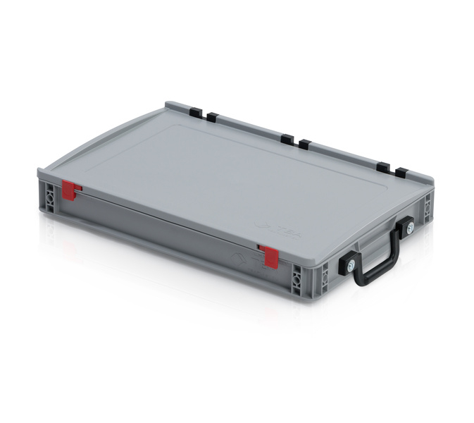 EURO crate 60x40x7.5 with lid - 1 handle on the short side