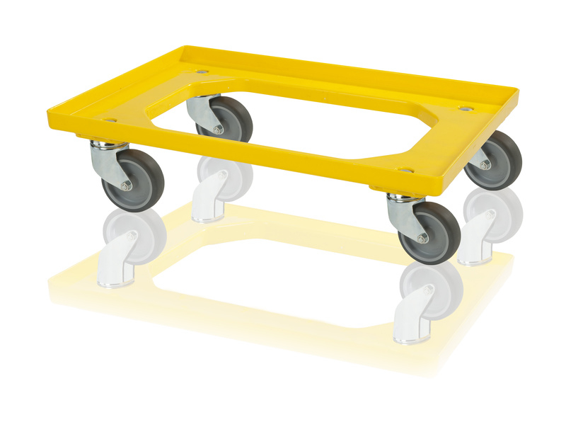 Transport trolley 2 steering + 2 fixed wheels yellow