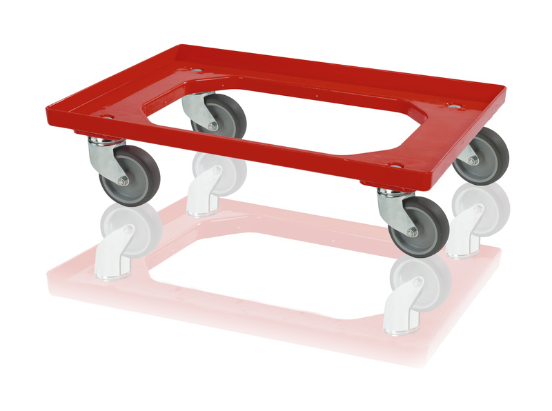 Transport trolley 2 steering + 2 fixed wheels red