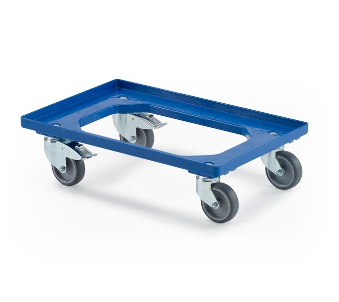 Transport trolley 2 steering + 2 fixed wheels with brakes