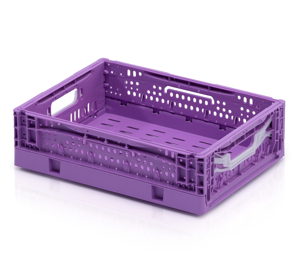 Folding crate perforated 40x30x12 purple