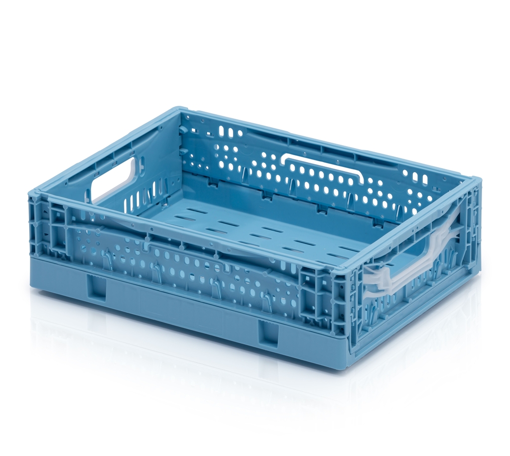 Folding crate perforated 40x30x12 blue
