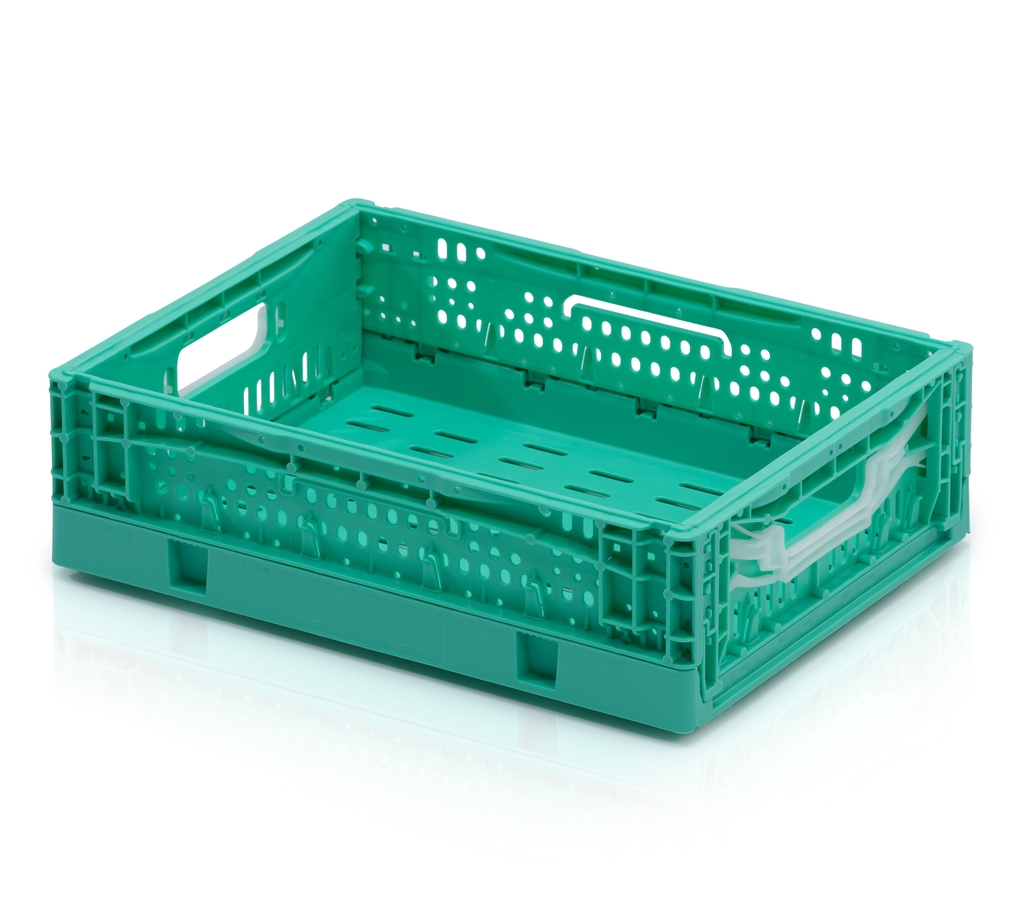 Folding crate perforated 40x30x12 light green