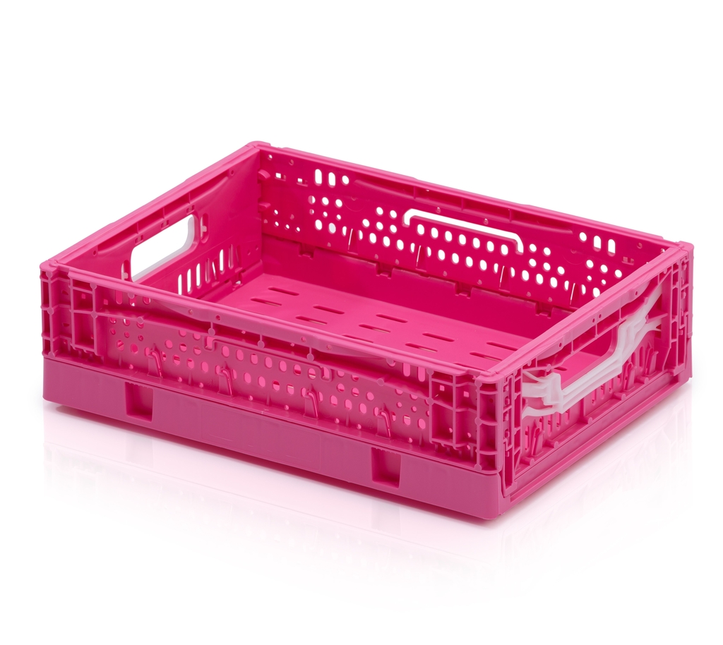 Folding crate perforated 40x30x12 pink