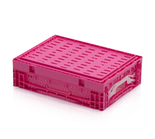 Folding crate perforated 40x30x12 pink