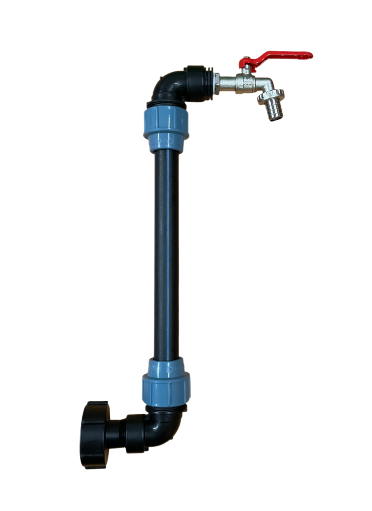 Outlet assembly for IBC with 3/4" tap