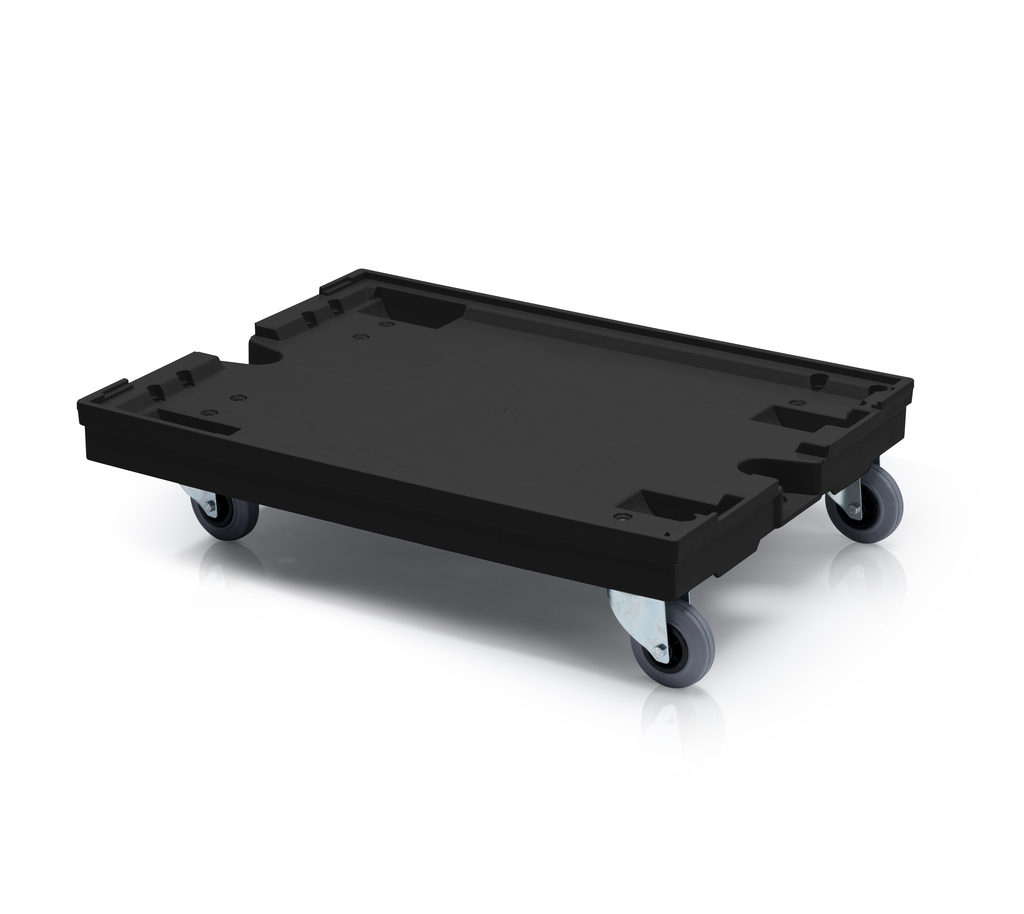 Transport trolley 80x60 black 4 steering rubber wheels