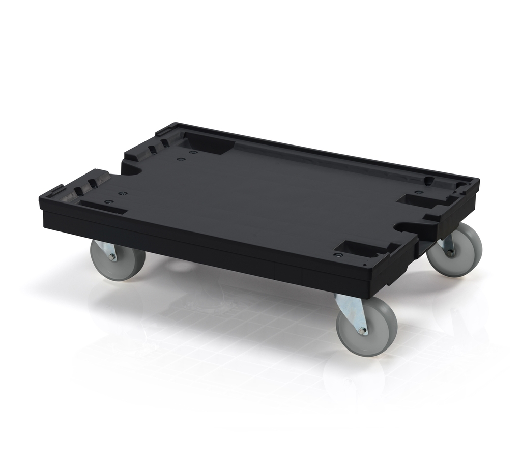 Transport trolley 80x60 black 4 steering PP wheels