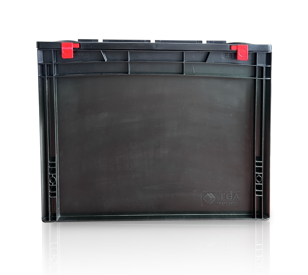 EURO crate 60x40x43,5 with lid closed handle black color