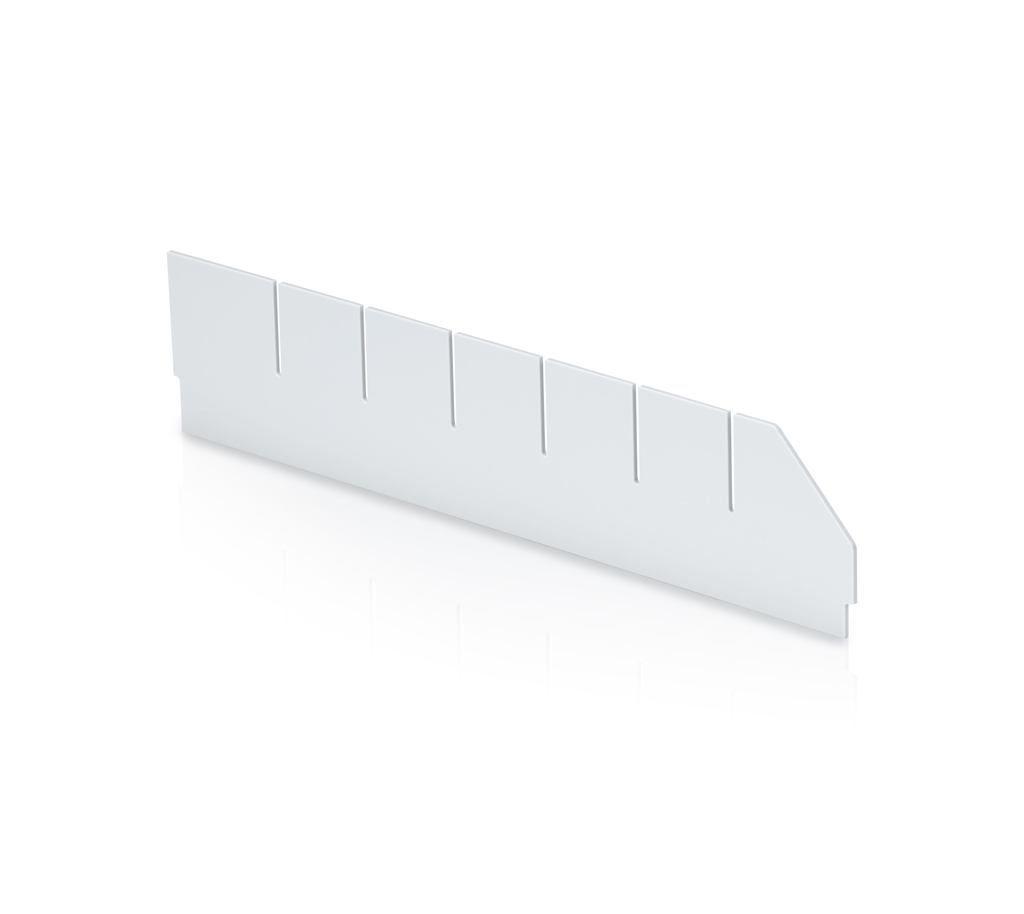 Longitudinal divider with cut-outs for storage racking box - 40x9 cm